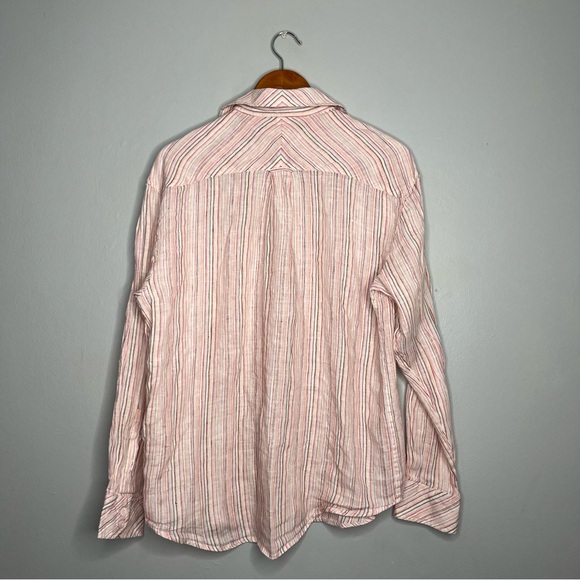 Bugatchi Uomo Striped Linen Button Front Shirt M - Picture 2 of 6